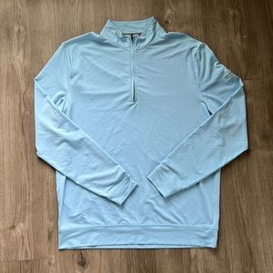 Johnnie O Thin Athletic Pullover. Light blue. Thin Stripe. Mens medium.